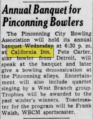 California Inn - Apr 13 1952 Article